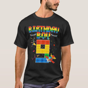 8e geboorthday Boy Building Brick 8 jaar oude klok T-shirt