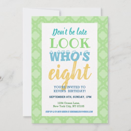 8e Gezegde van de uitnodiging op de verjaardag (Voorkant)
