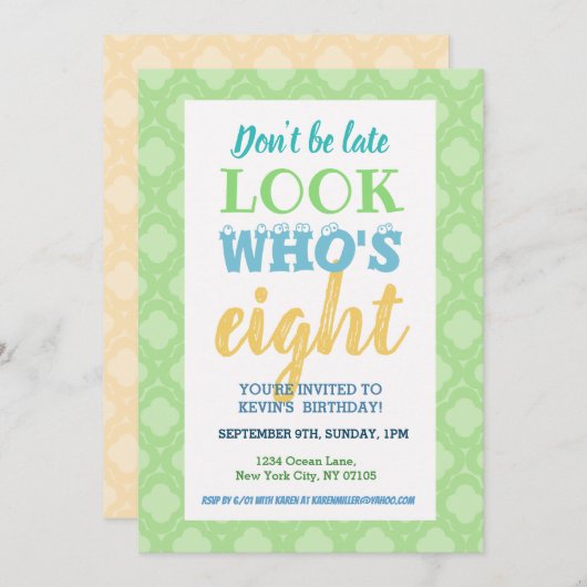 8e Gezegde van de uitnodiging op de verjaardag (Voorkant / Achterkant)