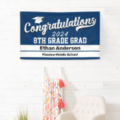 8e graad Afstuderen donkerblauw en witte banner (Insitu)