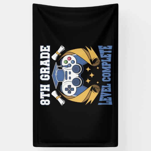 8e Graad Niveau Complete Gaming Gamer Afstuderen Spandoek (Verticaal)