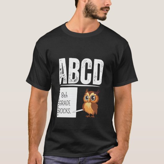 8e GRAAD ROCKS Potlood ABCD Leraar Terug naar scho T-shirt (Voorkant)
