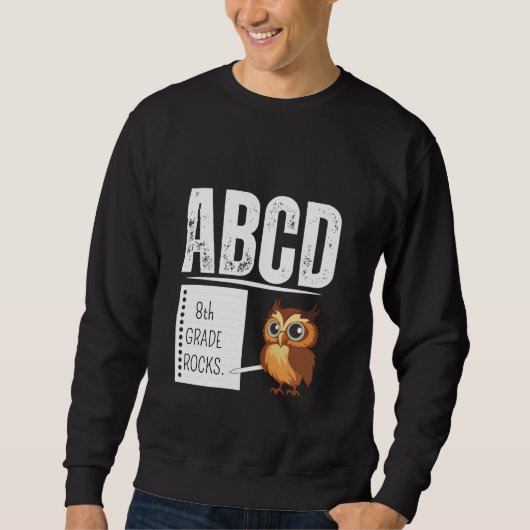 8e GRAAD ROCKS Potlood ABCD Leraar Terug naar scho Trui (Voorkant)