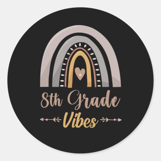 8e graad Vibe Achtste graad Terug naar school Ronde Sticker (Voorkant)