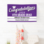 8e graads Afstuderen Paars en witte banner (Insitu)