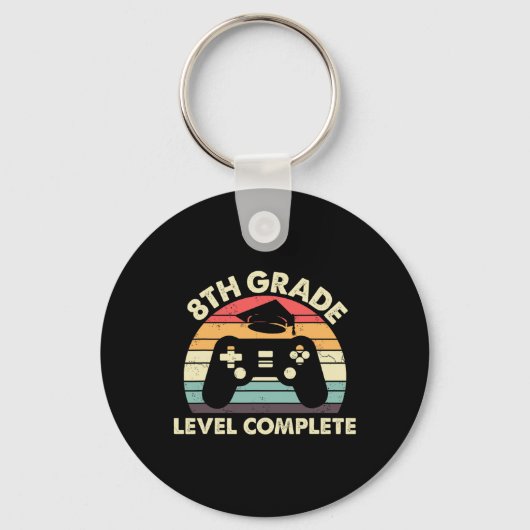 8e Grade Level Complete Afstuderen Gift voor Gamer Sleutelhanger (Voorkant)