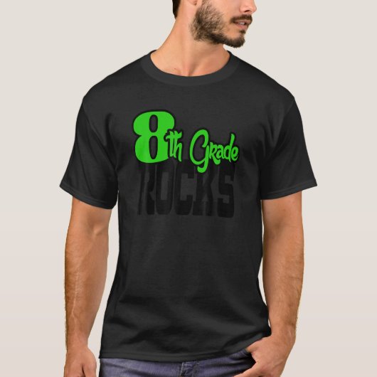 8e Grade ROCKS Green School T Shirt Student Teach (Voorkant)