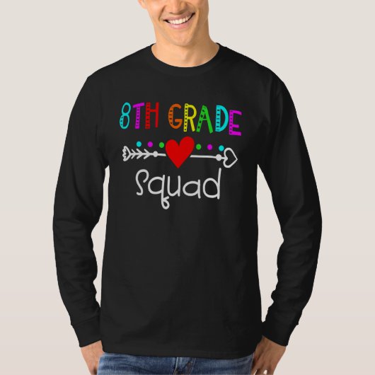 8e Grade Squad Achtste Teacher Student Team Terug T-shirt (Voorkant)