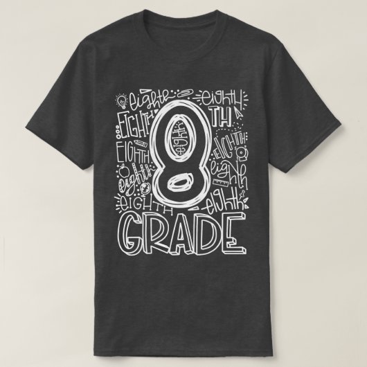 8e Grade Typografie Team achtste graad terug naar  T-shirt (Design voorkant)
