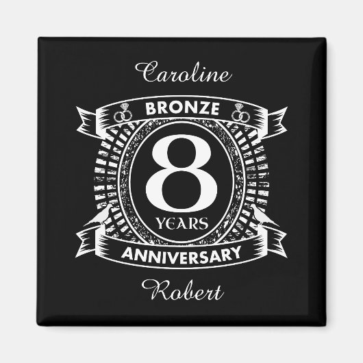 8e huwelijksdag brons magneet (Voorkant)