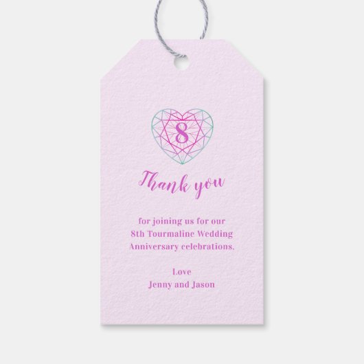 8e huwelijksverjaardag hart cadeau labels cadeaulabel (Achterkant)