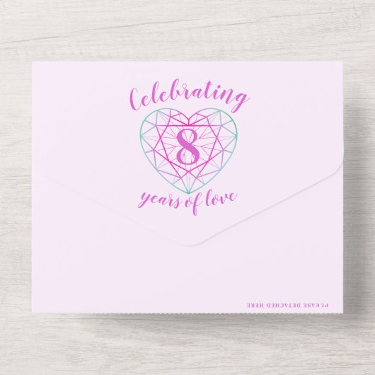 8e huwelijksverjaardag RSVP tweekleurige toermalij All In One Uitnodiging (Achterkant)