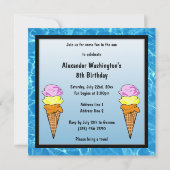 8e Ice-Cream & Pool Party voor jongens Kaart (Achterkant)