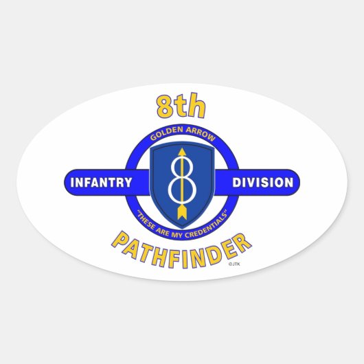 8E INFANTERIEDIVISIE "PATHFINDER" OVALE STICKER (Voorkant)