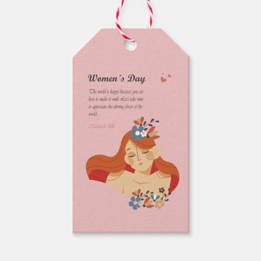 8e Internationale Vrouwendag vrouw gezicht Cadeaulabel (Voorkant)