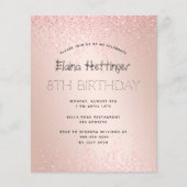 8e jaarbudget feestdag Glitter Roos Gold Metal (Voorkant)