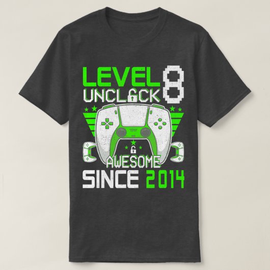 8e jaarcadeauniveau 8 Geweldige 2014 Vi niet vergr T-shirt (Design voorkant)