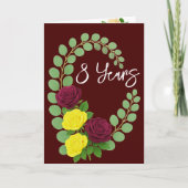 8e Jubilea Kaart – Bourgogne & Gele Bloemen (Voorkant)