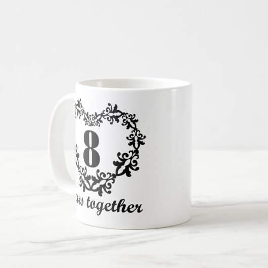 8e Jubileum 8 jaar samen Mok hartcadeau (Voorkant links)