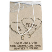 8e Jubileum Beach Hearts Medium Gift Bag Cadeauzakje (Voorkant)