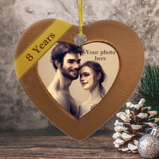 8e Jubileum Bronze Effect: Foto toevoegen Keramisch Ornament