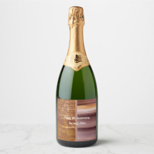 8e Jubileum, Bronze en aardewerk Sparkling Wijnetiket
