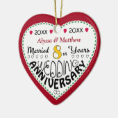 8e Jubileum Cadeau Hart Gevormd Kerst Keramisch Ornament (Links)