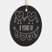 8e Jubileum - Gift Chalk Hearts Keramisch Ornament (Rechts)