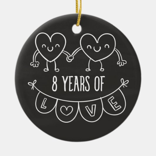 8e Jubileum - Gift Chalk Hearts Keramisch Ornament (Voorkant)