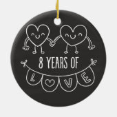8e Jubileum - Gift Chalk Hearts Keramisch Ornament (Achterkant)