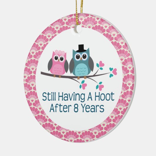 8e Jubileum Jubilea rond de bruiloft Keramisch Ornament (Links)