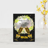 8e Jubileum Kaart-parel, wijnglazen en krans Kaart (Gele Bloem)