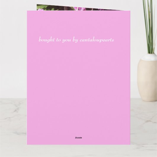 8e Jubileum, roze Clematis Kaart (Achterkant)