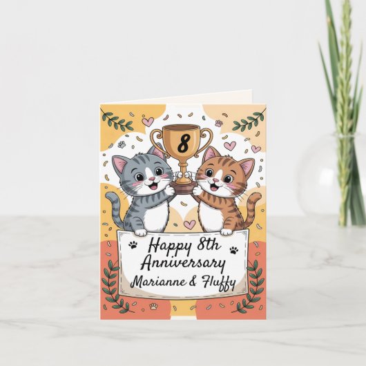 8e Jubileum Trouwkatten Kaart (Voorkant)