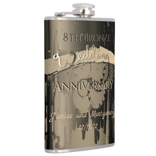 8e Jubileum van de Bronze Wedding Heupfles (Rechts)