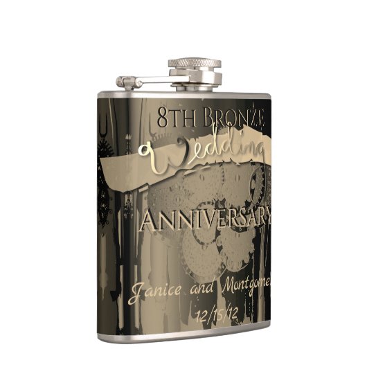 8e Jubileum van de Bronze Wedding Heupfles (Rechts)