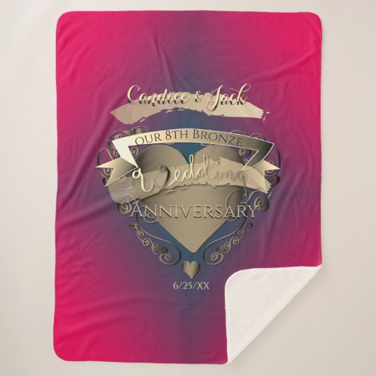 8e Jubileum van het huwelijk Bronze +Tourmaline Sherpa Deken (Voorkant)