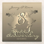 8e Jubileum van het huwelijk Bronze w Reindeer Glazen Onderzetter (Voorkant)