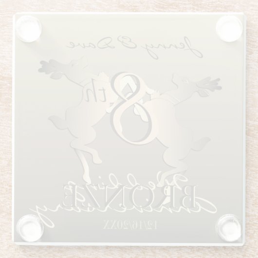 8e Jubileum van het huwelijk Bronze w Reindeer Glazen Onderzetter (Achterkant)