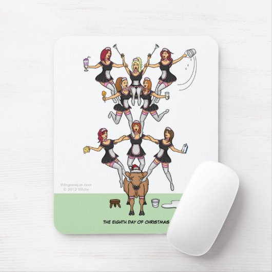 8e kerstdag (8 dienstmeisjes) Mousepad Muismat (Met muis)