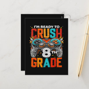 8e klas niveau ontgrendeld spel op terug naar scho feestdagenkaart
