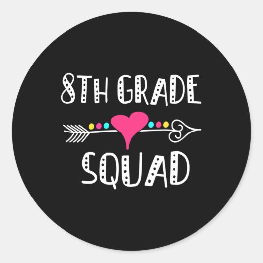 8e klas squad leraar student team terug naar schoo ronde sticker (Voorkant)