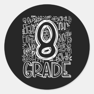 8e klas typografie team achtste klas terug naar sc ronde sticker