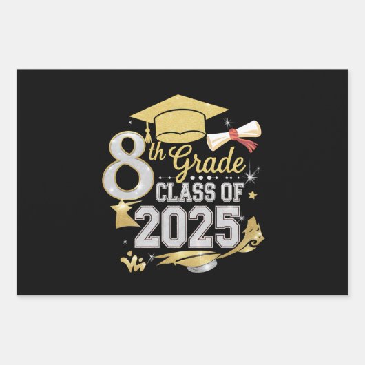 8e klas van 2025 Afstuderen Afstuderen Inpakpapier Vel (Voorkant)