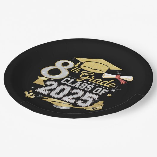 8e klas van 2025 Afstuderen Afstuderen Papieren Bordje (Gekanteld)