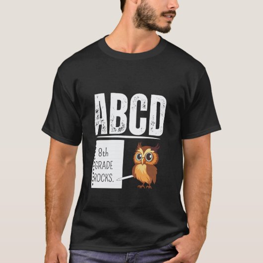 8e KLASSE ROCKT Potlood ABCD Leraar Terug naar Sch T-shirt (Voorkant)
