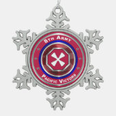 8e Leger Gepersonaliseerd Keepslag Tin Sneeuwvlok Ornament (Voorkant)