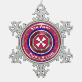 8e Leger Gepersonaliseerd Keepslag Tin Sneeuwvlok Ornament