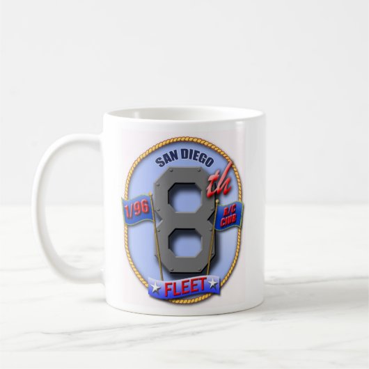 8e logo koffie mok (Links)