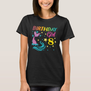 8e meisje op de geboorte Mermaid Tail 8 jaar oud T-shirt